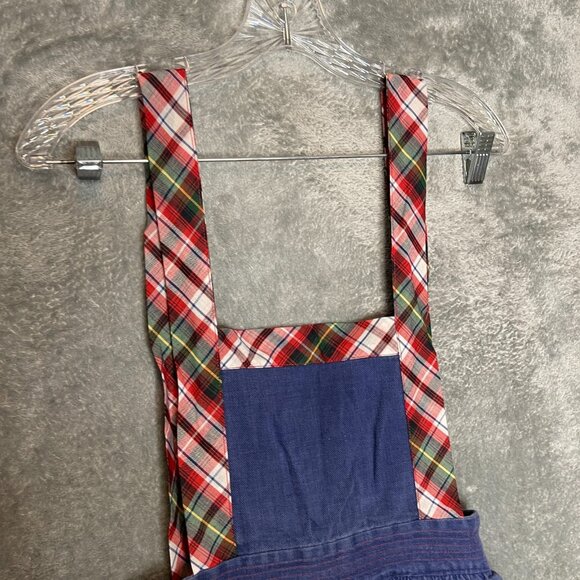 Vtg Women Cottagecore Peasant Trad Wife Overall Soft Denim Plaid Midi Dress 13 - Picture 3 of 13